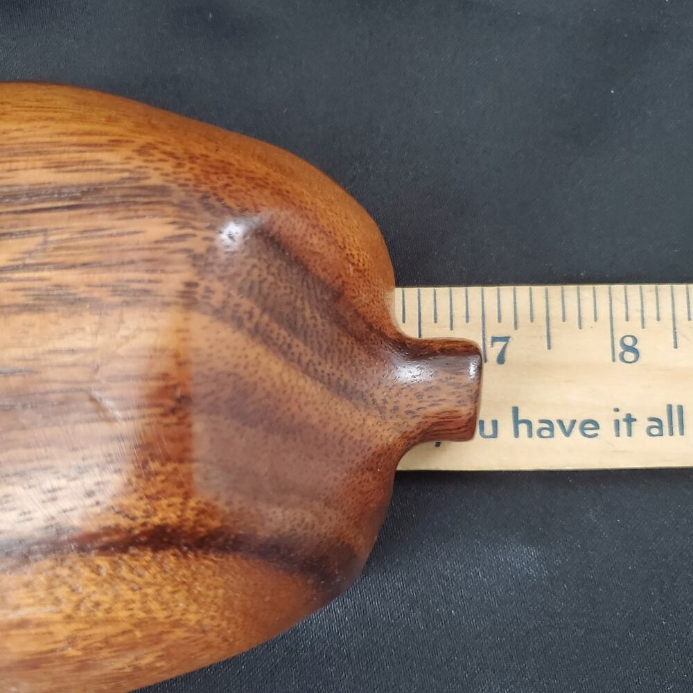 Vintage Monkey Pod Pear-Shaped Wood Bowl Capiz Shell Inlay Handcrafted Gorgeous - Picture 6 of 9